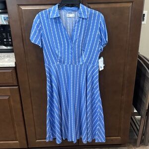 Croft & Barrow Blue and White Midi Dress with Pockets